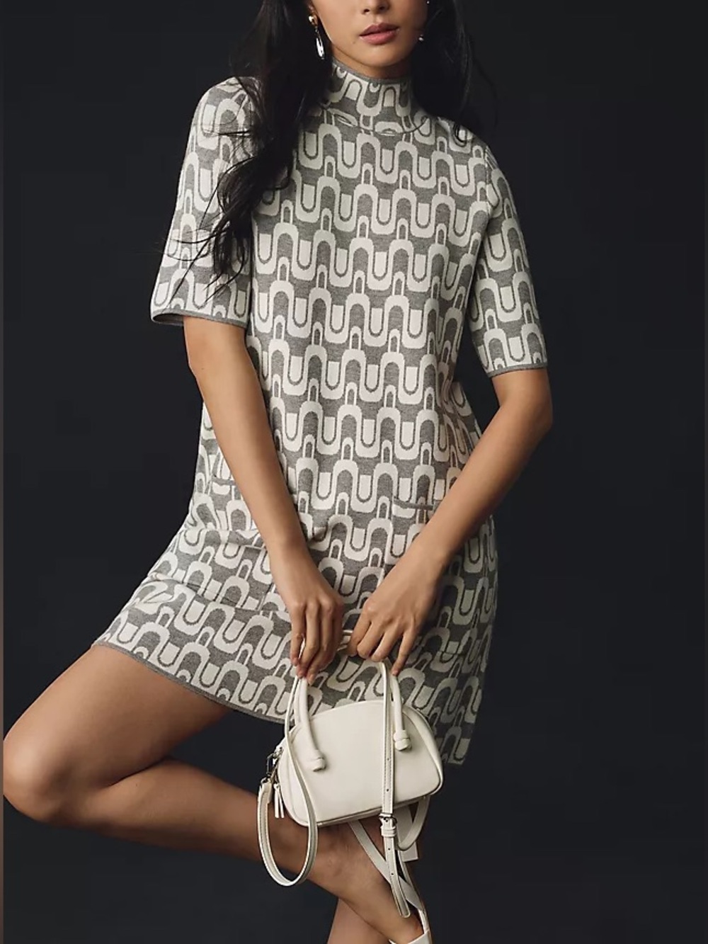 Anthropologie Annalise mock-neck Mini Sweater Dress by Maeve Mod Retro.  G21